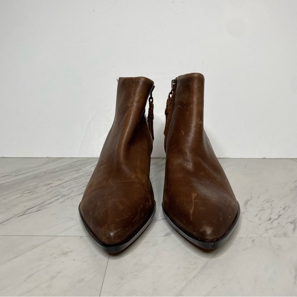 Franco Sarto Spur Brown Leather Bootie 7 1/2 M - Picture 2 of 15
